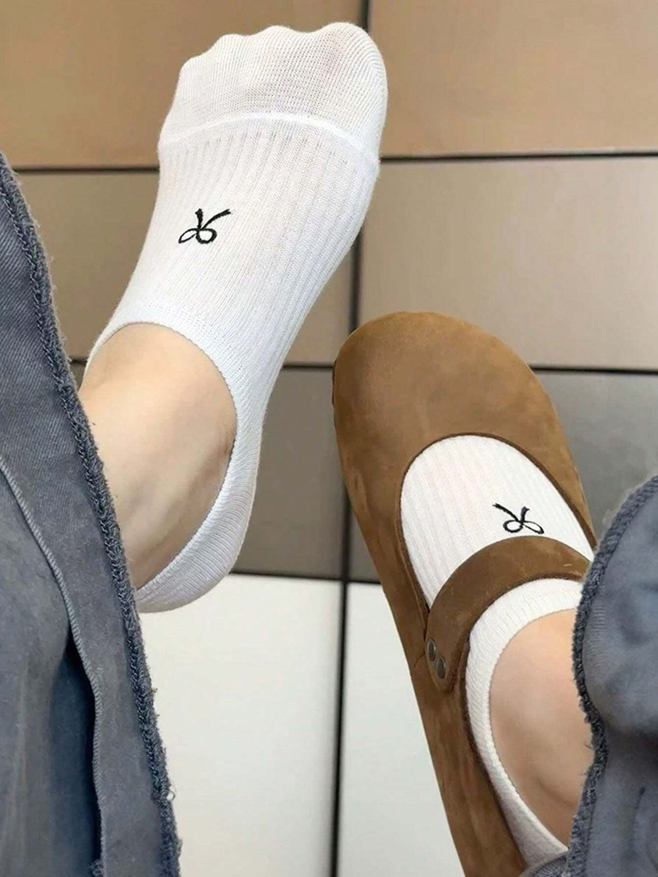 5Pairs Women Sweet Bowknot Simple Boat Socks Invisible Socks