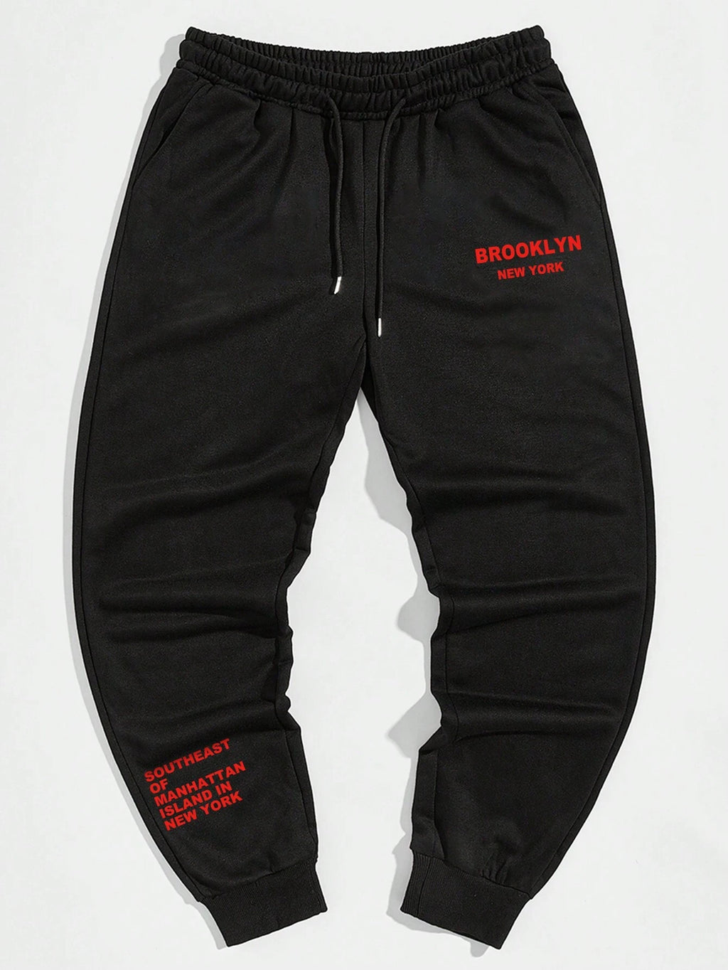 Manfinity Hypemode Loose Men Slogan Graphic Drawstring Waist Sweatpants