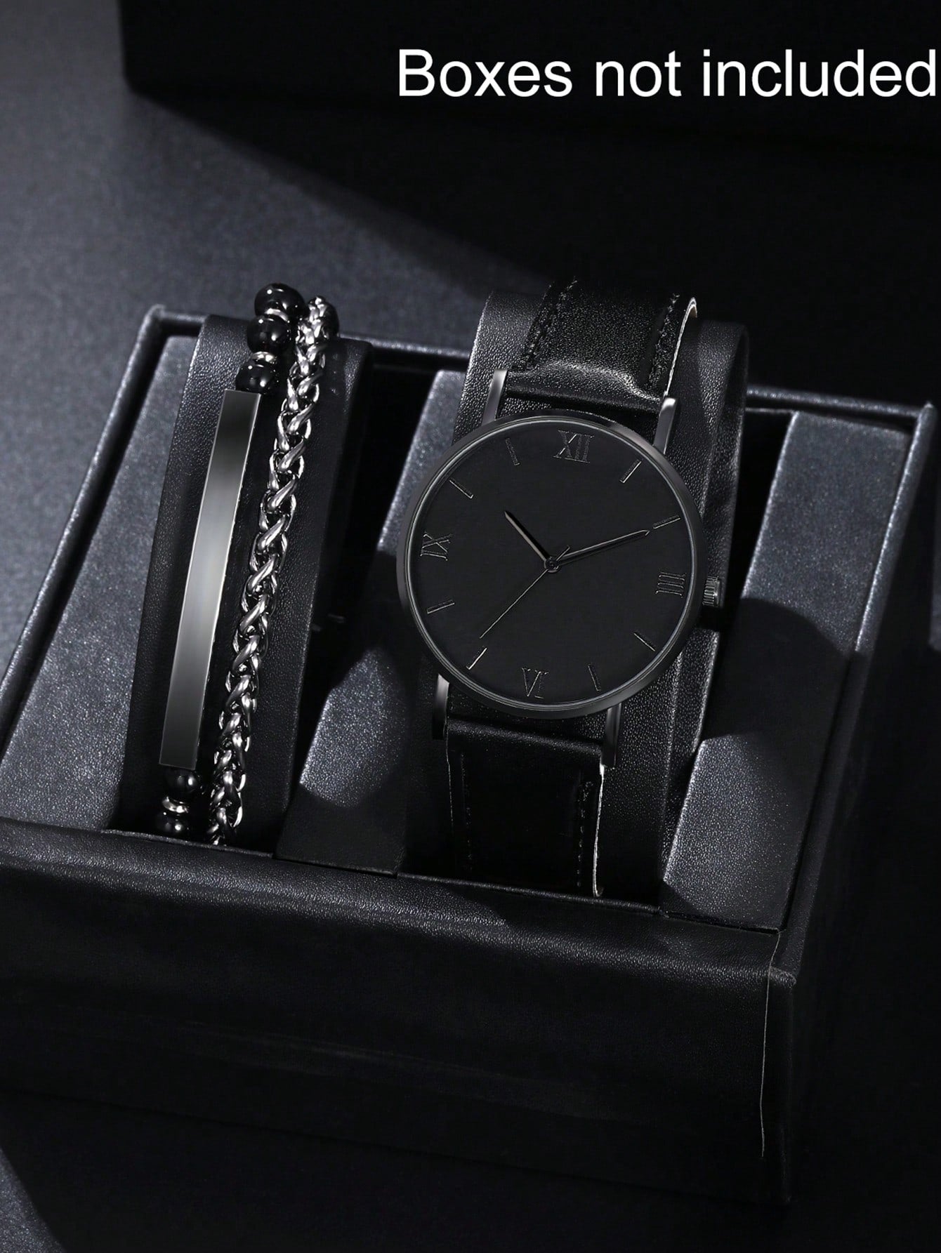 2 Pieces/Set Men'S Watch Sports Leisure Fashion Digital round Dial Quartz Watch and PU Woven Wrap Wristband Suitable for Daily Wear, Back-To-School Season, Graduation Season, Thanksgiving, Couples, the Best Gifts Watch Box Not Included