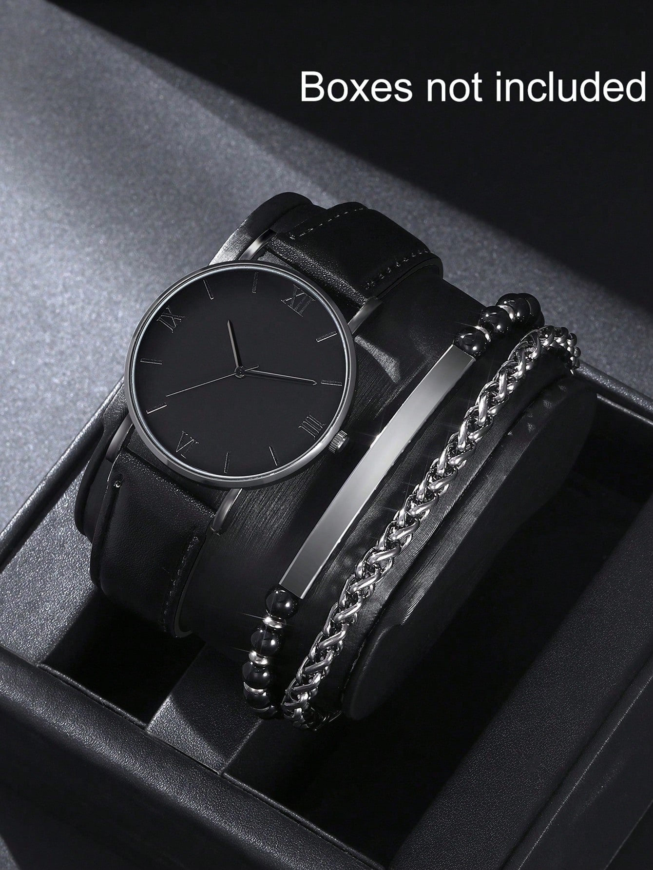 2 Pieces/Set Men'S Watch Sports Leisure Fashion Digital round Dial Quartz Watch and PU Woven Wrap Wristband Suitable for Daily Wear, Back-To-School Season, Graduation Season, Thanksgiving, Couples, the Best Gifts Watch Box Not Included