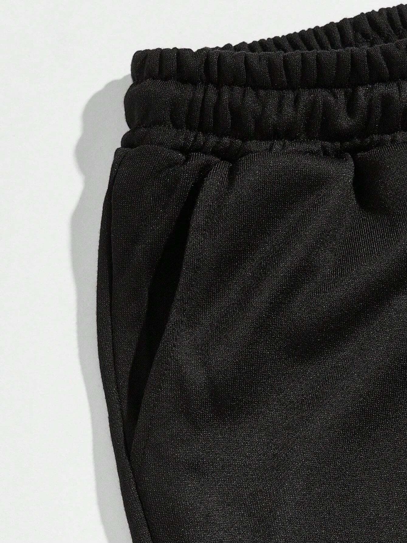 Manfinity Hypemode Loose Men Slogan Graphic Drawstring Waist Sweatpants